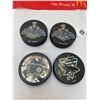 Image 2 : Lot of 4 Signed NHL Hockey Pucks Plus a Team Canada McDonald's Car Flag