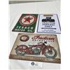 Image 1 : 3 Newer Tin Signs Texaco, Indian Motorcycle and Tractor Parking only