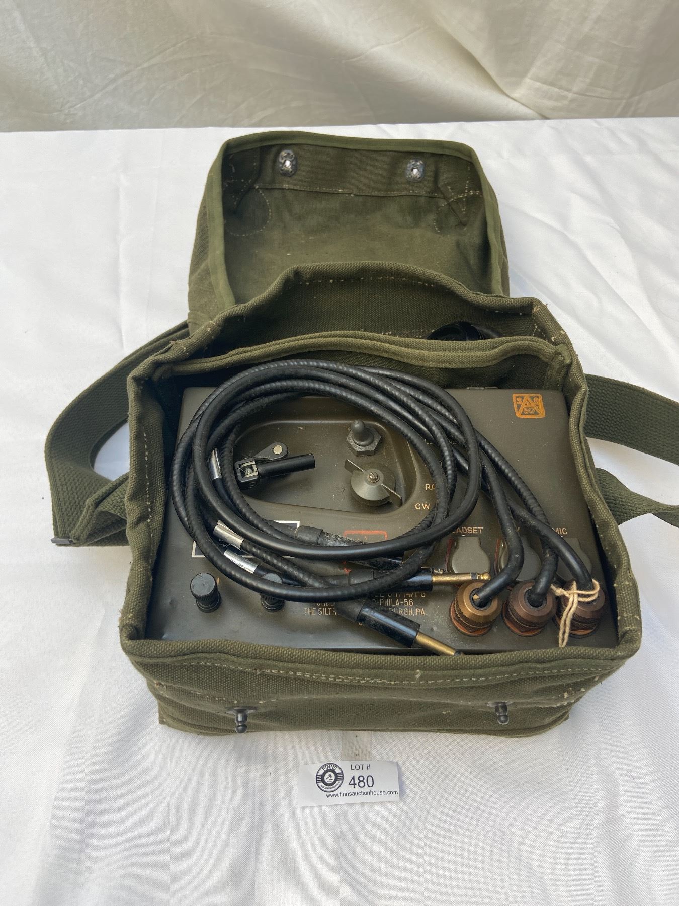 Vintage US Army Radio Set Control with Phone Piece all In Bag