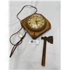 Image 1 : Vintage Wall Clock and Small Ax