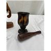 Image 2 : Vintage Décor Lot, Wooden Elephant, Mortar and Pestle Etc
