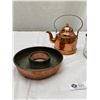 Image 2 : Vintage Kitchen Lot of Copper Teapot, Bowls and Pyrex Coffee Percalator