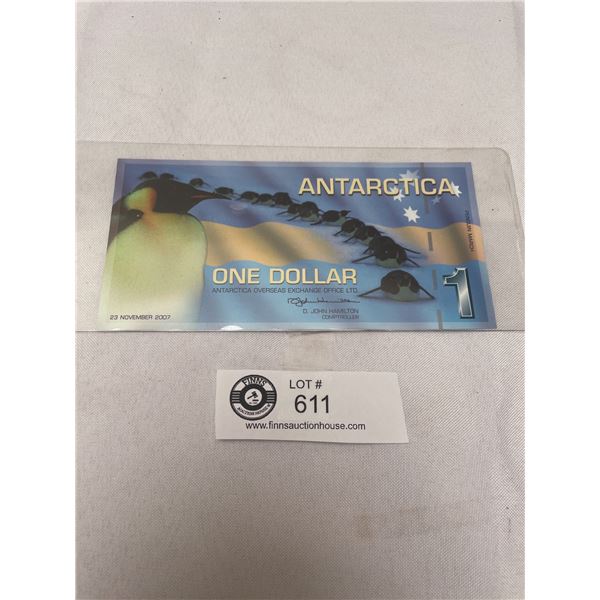 2007 Antartica $1 Bank Note in Holder