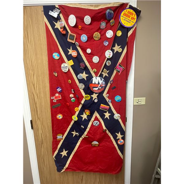 Vintage Confederate Flag Covered in Buttons