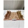 Image 1 : Beautiful Vintage Hand Carved Onyx / Marble Chess Set and Board. Complete