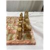 Image 3 : Beautiful Vintage Hand Carved Onyx / Marble Chess Set and Board. Complete