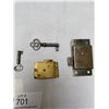 Image 2 : 2 Antique Cabinet Door Locks with Skeleton Keys