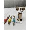 Image 1 : Vintage Silver Hors D'Oeures Forks with Container and Beautiful Appetizer Fork-knife-Spoon Set, Erc