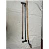 Image 1 : 3 Decorative Walking Canes. 2 Metal 1 Wood. Wood one has Dog Handle