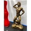 Image 2 : Vintage 19" Tall Woman Body Builder Statue + 19" H Red Vase