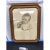 Image 1 : Circa 1931 Bessie Pease Gutmann Sepia Child Print in Frame. Some Water Damage