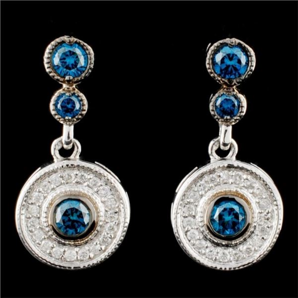 14K Gold 0.88ctw Fancy Diamond Earrings