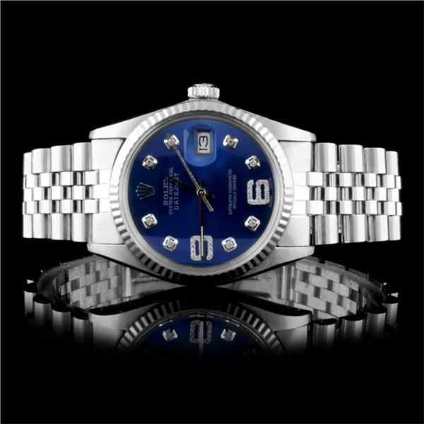 Rolex SS DateJust 36MM Diamond Wristwatch