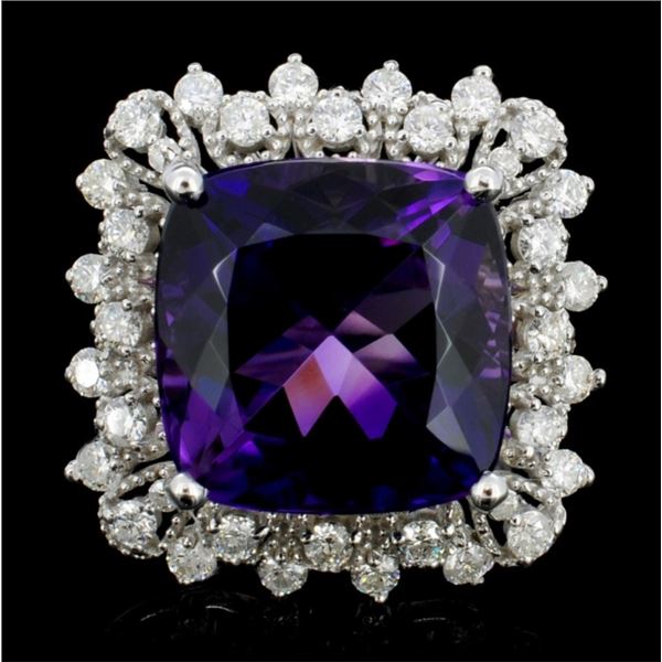 14K Gold 5.00ct Amethyst & 1.00ctw Diamond Ring