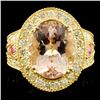 Image 1 : 14K Gold 6.16ct Morganite & 1.51ctw Diamond Ring