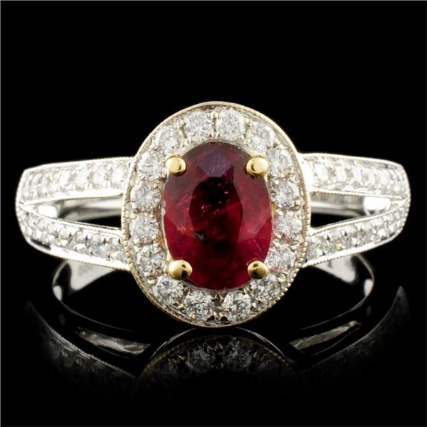 18K Gold 1.08ct Ruby & 0.55ctw Diamond Ring