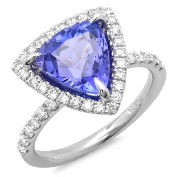 14K Gold 3.50ct Tanzanite & 0.60ct Diamond Ring