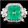 Image 1 : 18K White Gold 2.60ct Emerald & 0.77ct Diamond Rin
