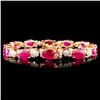 Image 2 : 14K Gold 16.39ct Ruby & 1.39ctw Diamond Bracelet