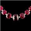 Image 2 : 14K Gold 170.00ct Ruby & 3.70ctw Diamond Necklace