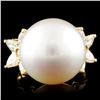 Image 1 : 18K Gold 16.00MM Pearl & 1.24ctw Diamond Ring