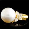 Image 2 : 18K Gold 16.00MM Pearl & 1.24ctw Diamond Ring