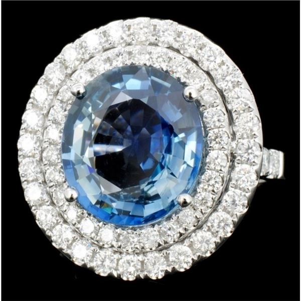 18K Gold 6.74ct Sapphire & 1.31ct Diamond Ring