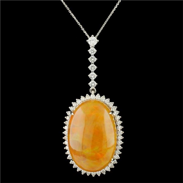 18K Gold 24.45ct Opal & 1.25ctw Diamond Pendant