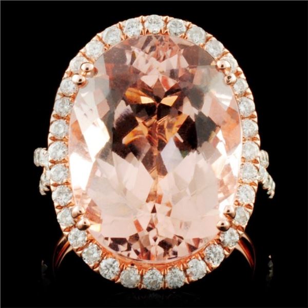 18K Rose Gold 11.21ct Morganite & 0.91ct Diamond R