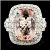 Image 1 : 18K Gold 7.02ct Morganite & 1.96ctw Diamond Ring