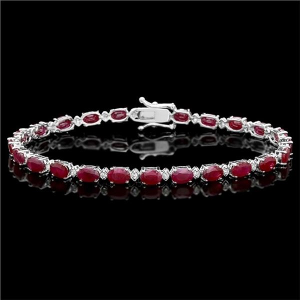 `14k Gold 14.00ct Ruby & 0.50ct Diamond Bracelet