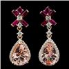 Image 1 : 14K Gold 6.50ct Morganite & 0.67ctw Diamond Earrin