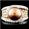 Image 1 : 14K Gold 9.5MM Pearl & 2.48ctw Fancy Color Diamond