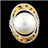 Image 2 : 18K Gold 14.00MM Pearl & 1.45ctw Diamond Ring