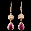 Image 1 : 18K Gold 2.68ctw Ruby & 0.83ctw Diamond Earrings