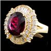 Image 2 : 14K Gold 4.02ct Tourmaline & 1.36ctw Diamond Ring