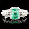 Image 1 : 18K Gold 0.88ct Emerald & 0.63ctw Diamond Ring