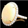 Image 2 : 14K Gold 8.01ct Opal & 0.97ct Diamond Ring