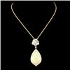 Image 2 : 14K Gold 6.37ct Opal & 0.61ctw Diamond Pendant