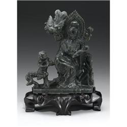 Chinese carved jade/hardstone guanyin