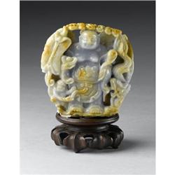 Chinese carved jade/hardstone openwork figure
