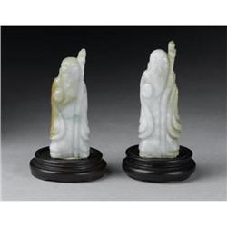 Pair of Chinese carved jade/hardstone sages