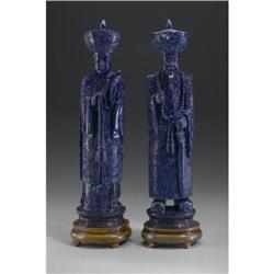Pair of Chinese carved sodalite figures