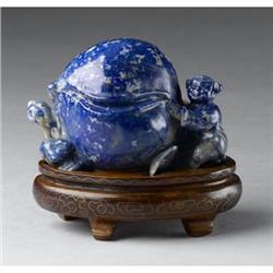 Chinese carved lapis lazuli peach
