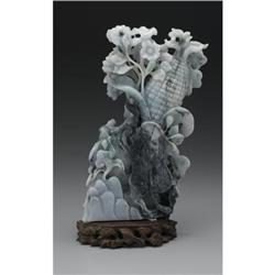 Chinese carved jade/hardstone openwork group