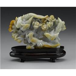 Chinese carved jade/hardstone openwork group