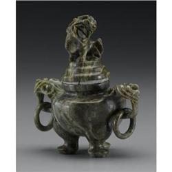 Chinese carved hardstone tripod koro