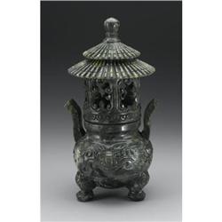 Chinese jade/hardstone tripod koro