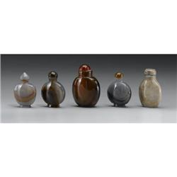 Chinese carved agate and hardstone snuff bottles