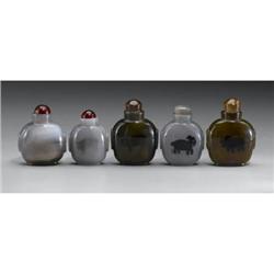 Chinese carved agate snuff bottles